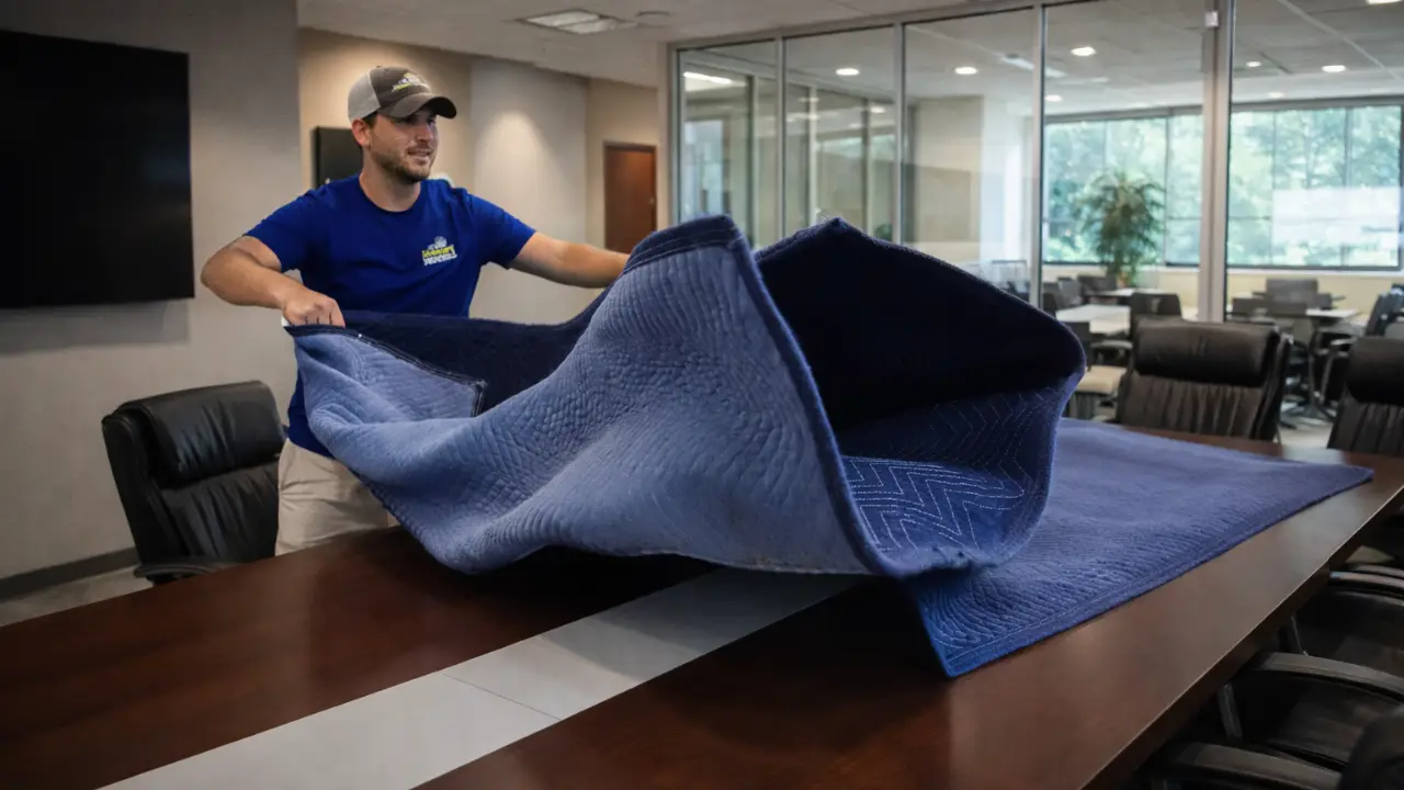 Blanket Protecting a Conference Table